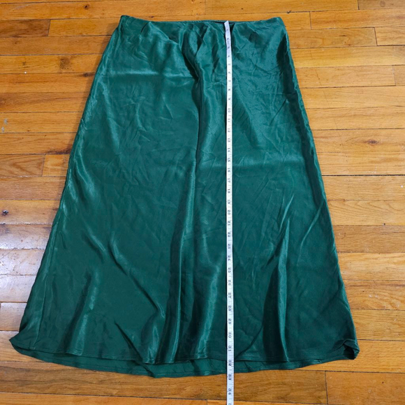 Anthropologie Womens Elastic Waistband Satin Midi A Line Skirt Green Size L - Picture 2 of 6